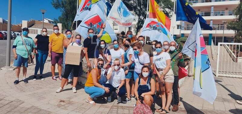 Imagen de una protesta del personal en Taliarte del pasado mes de octubre/TA.